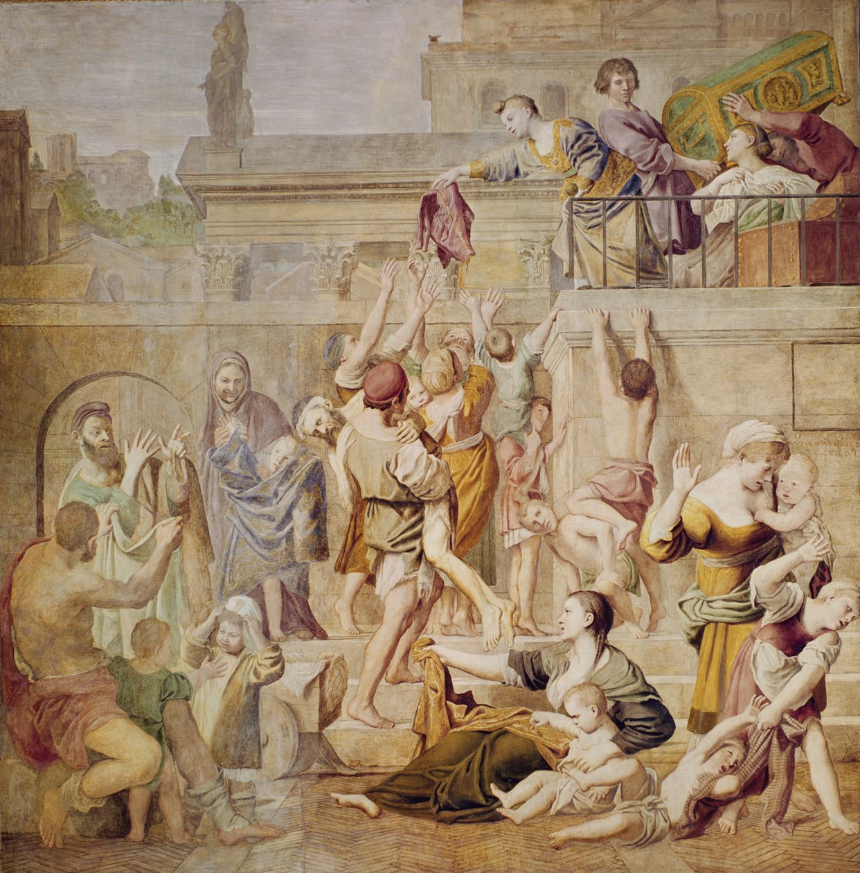 São Cecília distribuindo esmolas, c.1612-15 de Domenichino