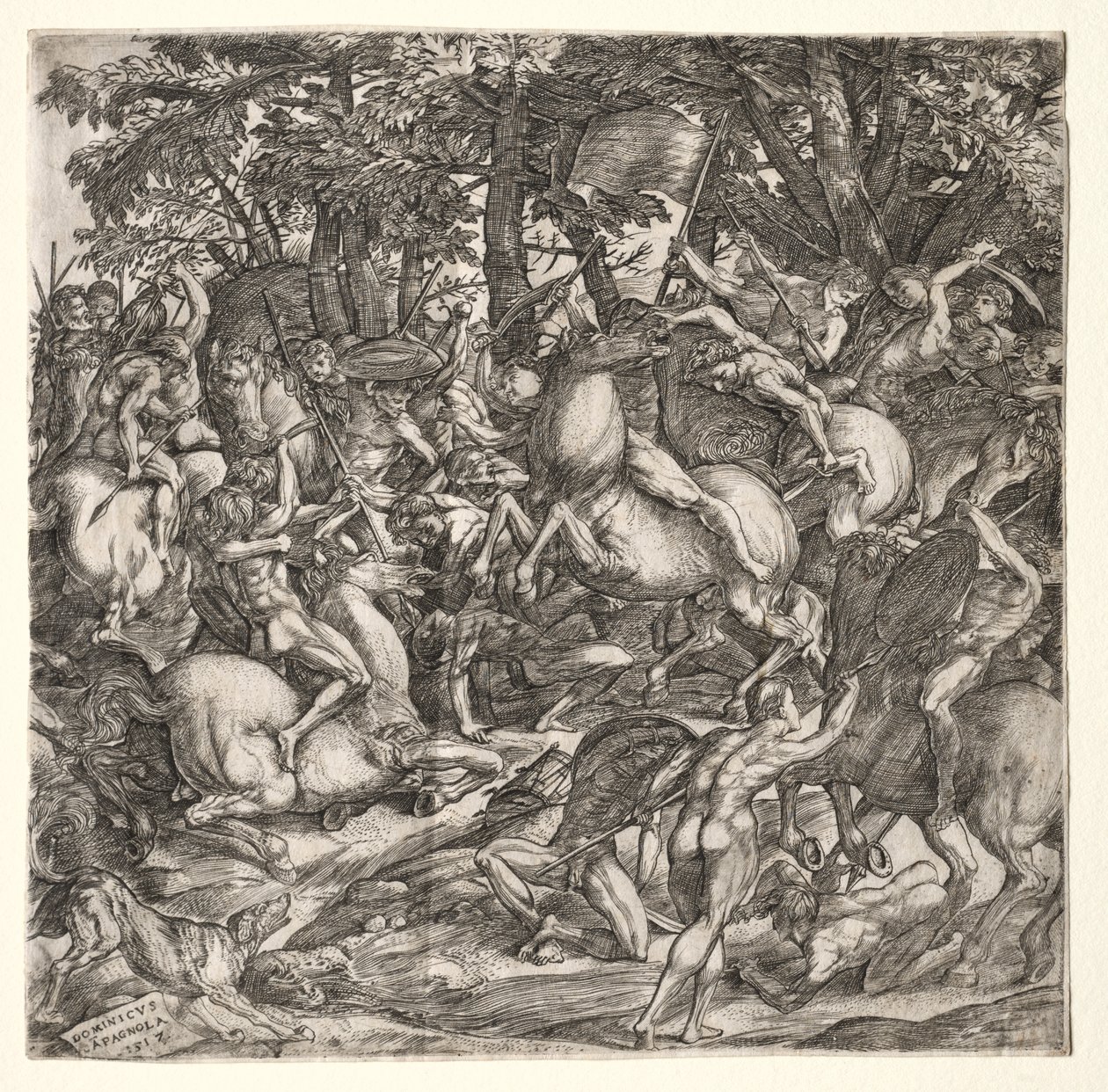Batalha de Homens Nus de Domenico Campagnola