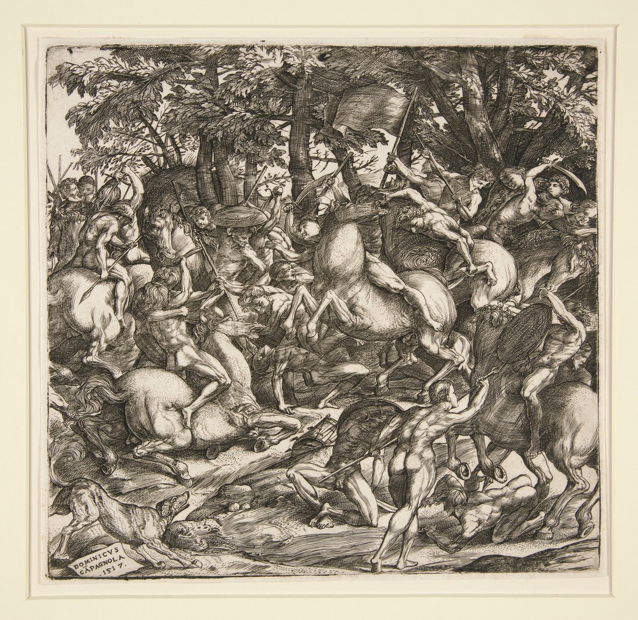 Batalha de Homens Nus de Domenico Campagnola