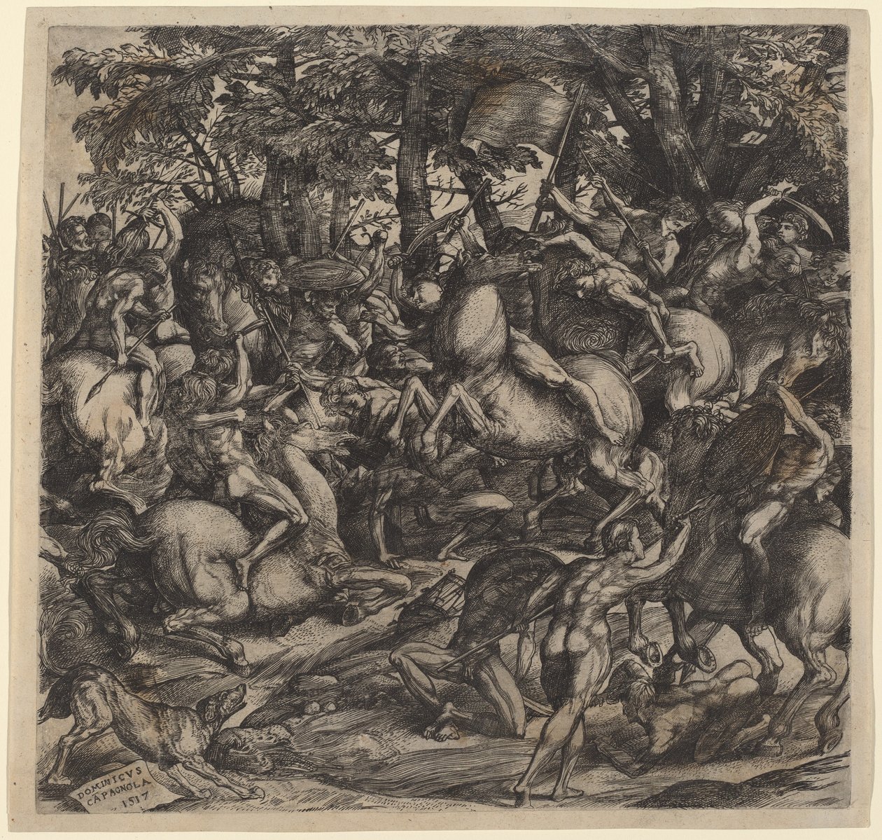 Batalha de Homens Nus de Domenico Campagnola