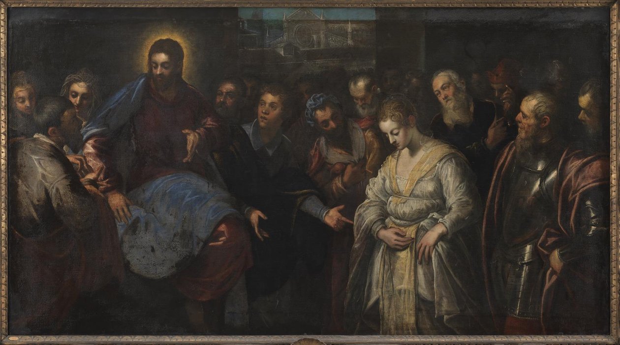 Cristo e a adúltera de Domenico Tintoretto