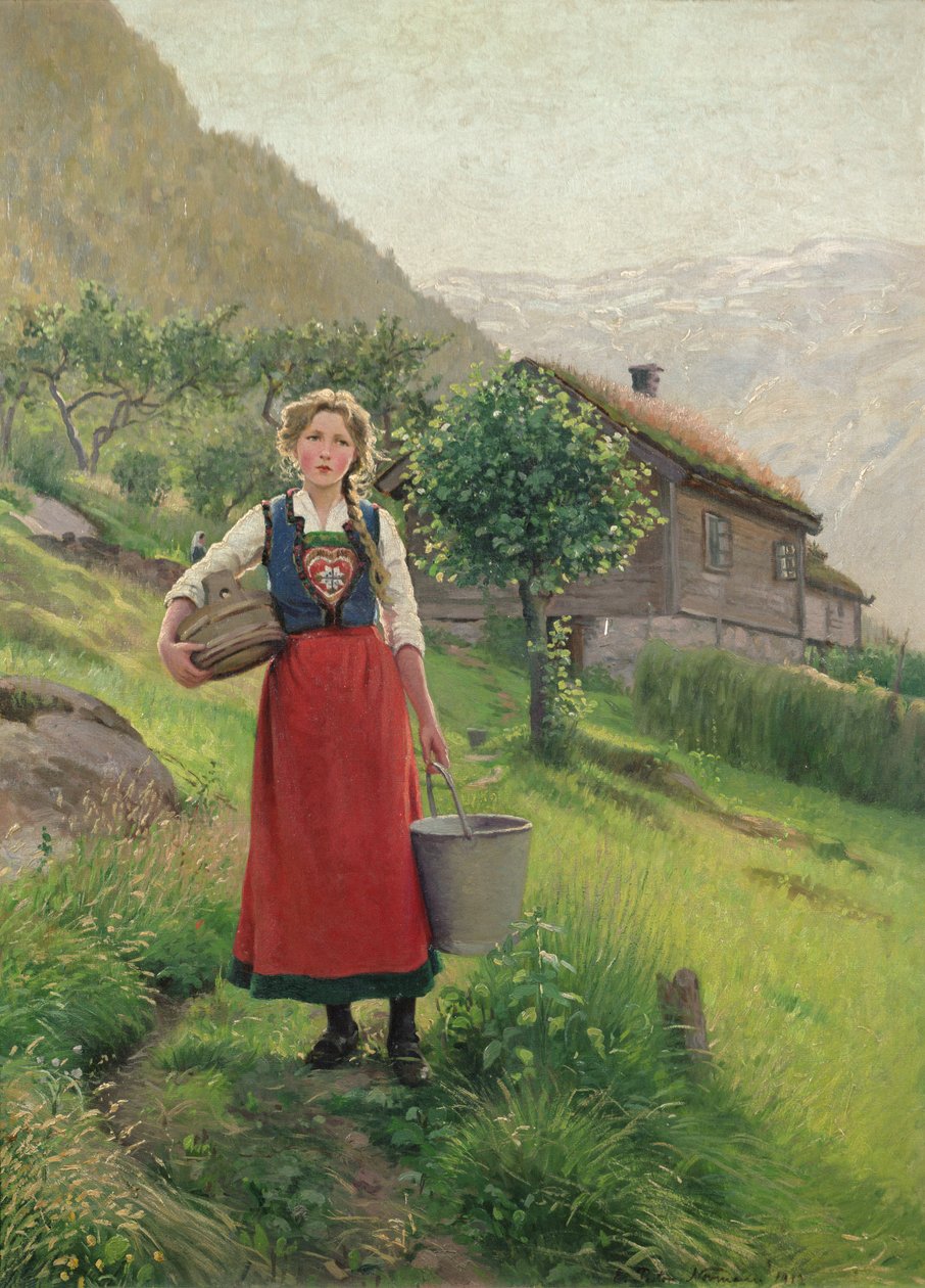 Summer mountain pasture girl de E. Normann