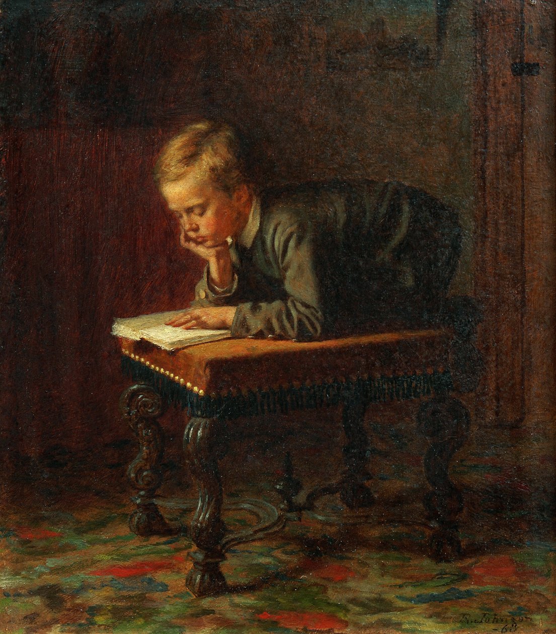 Menino de leitura de Eastman Johnson