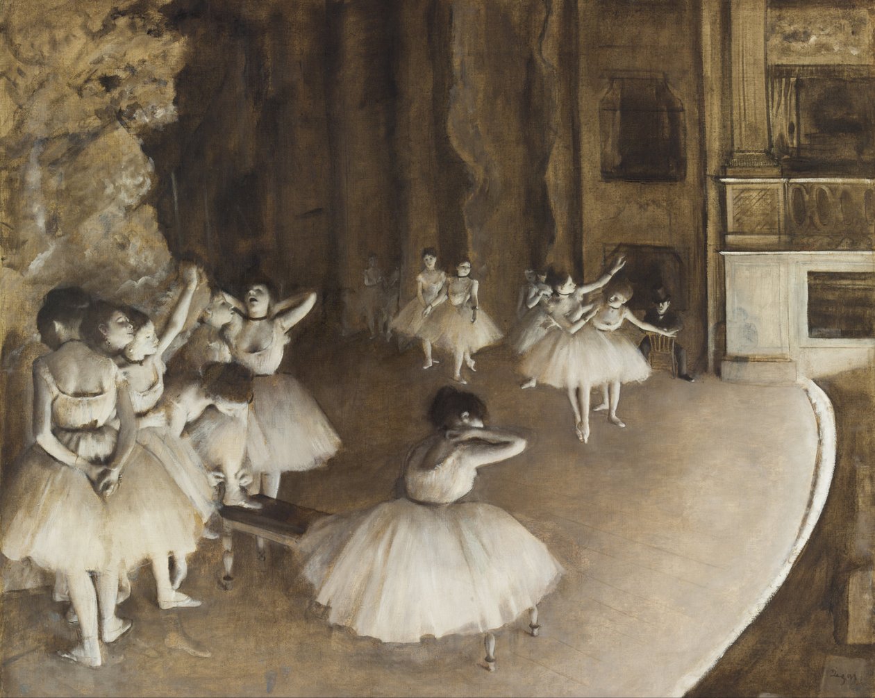Ensaio de balé no palco de Edgar Degas