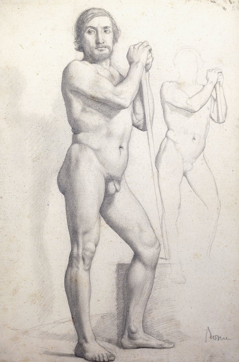 Homem nu em pé; Homem nu em pé, C. 1856 de Edgar Degas