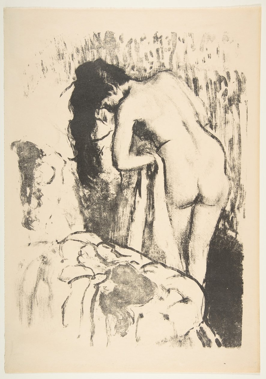 Mulher nua em pé, secando-se, 1891-92. de Edgar Degas