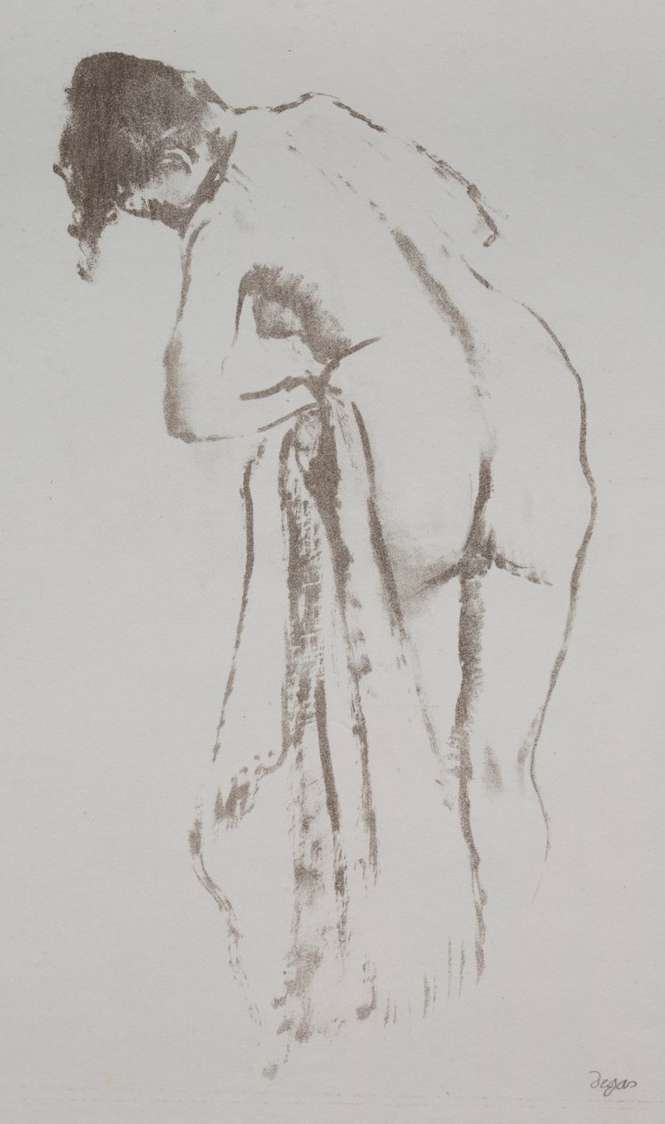 Mulher nua com toalha, em pé de Edgar Degas