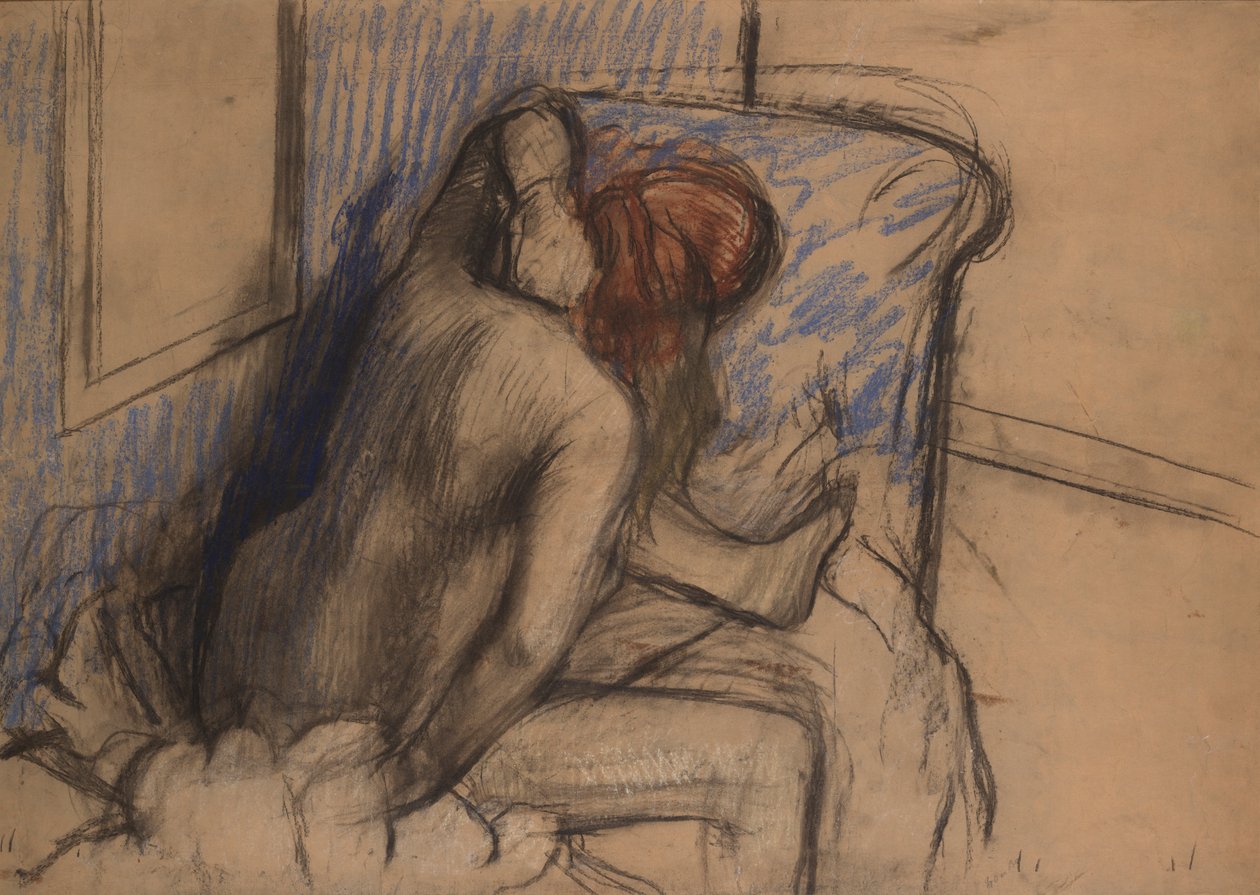 Mulher secando o cabelo de Edgar Degas