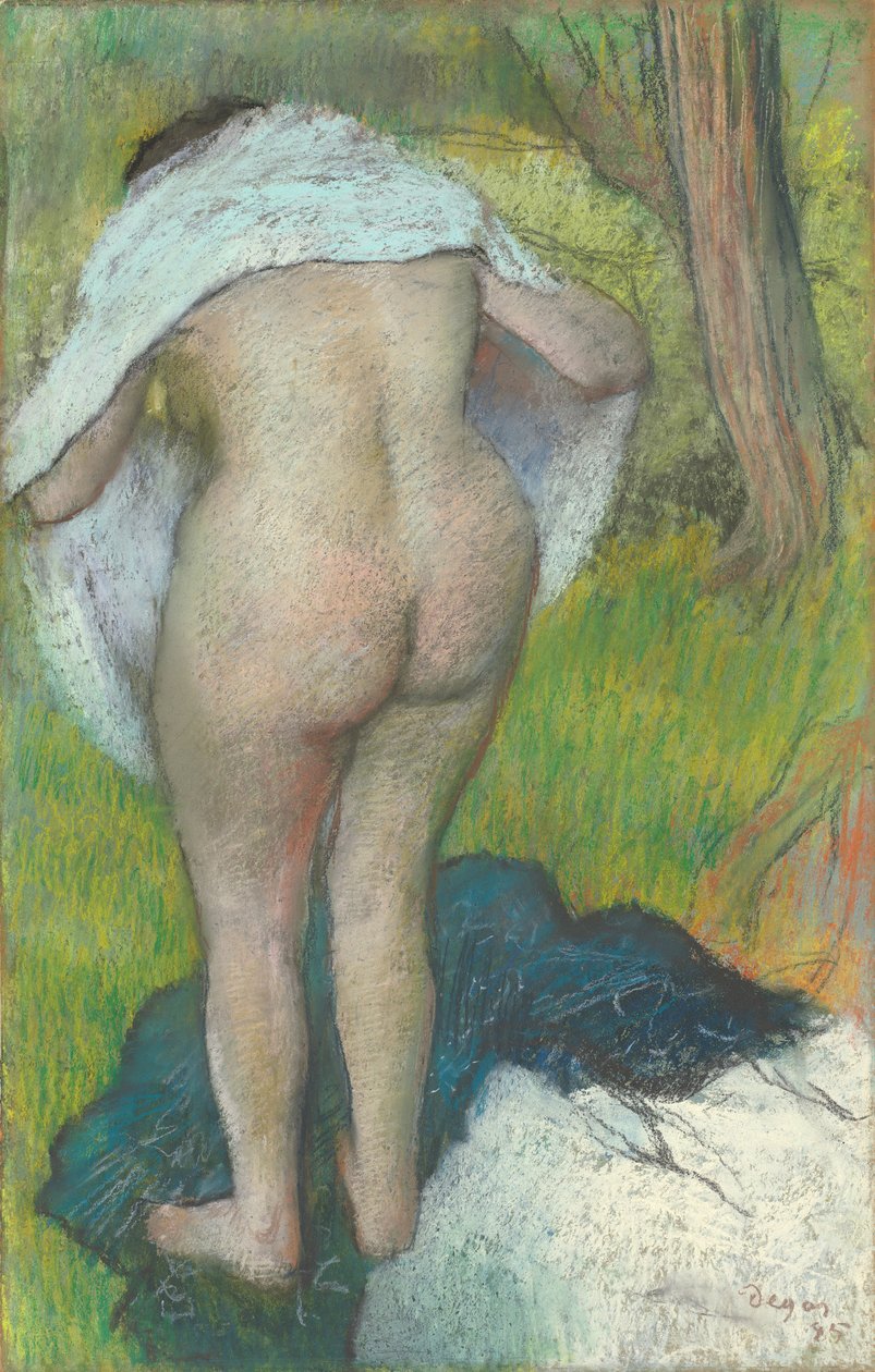 Jovem se vestindo de Edgar Degas