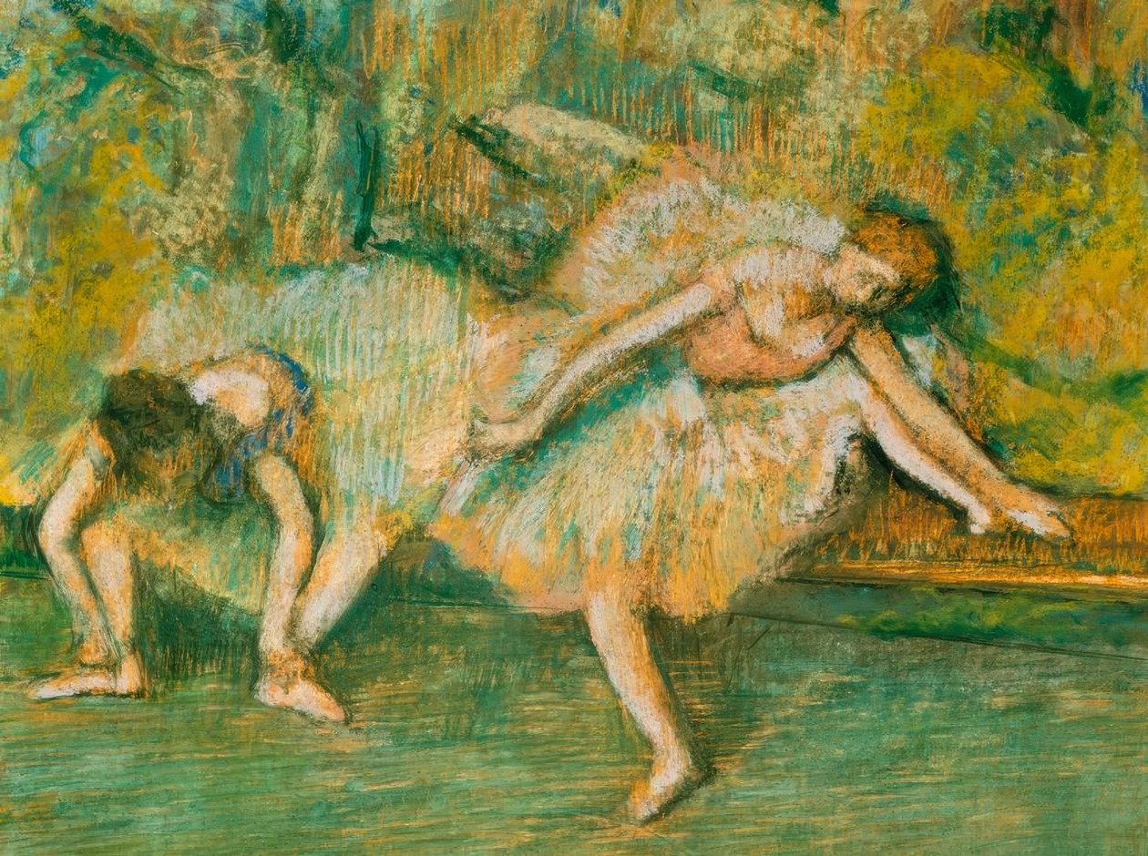 Dois dançarinos em um banco de Edgar Degas