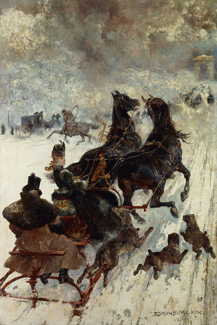 A corrida de trenó, 1877 de Edmond Morin