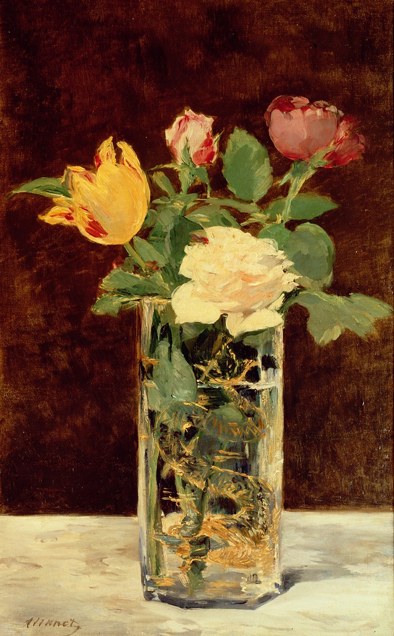 Rosas e tulipas em um vaso, 1883 de Édouard Manet