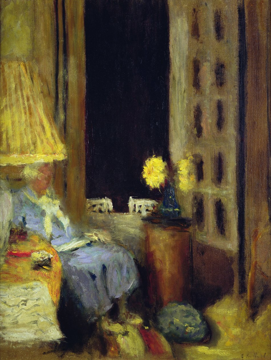 Mulher, leitura, à noite de Edouard Vuillard