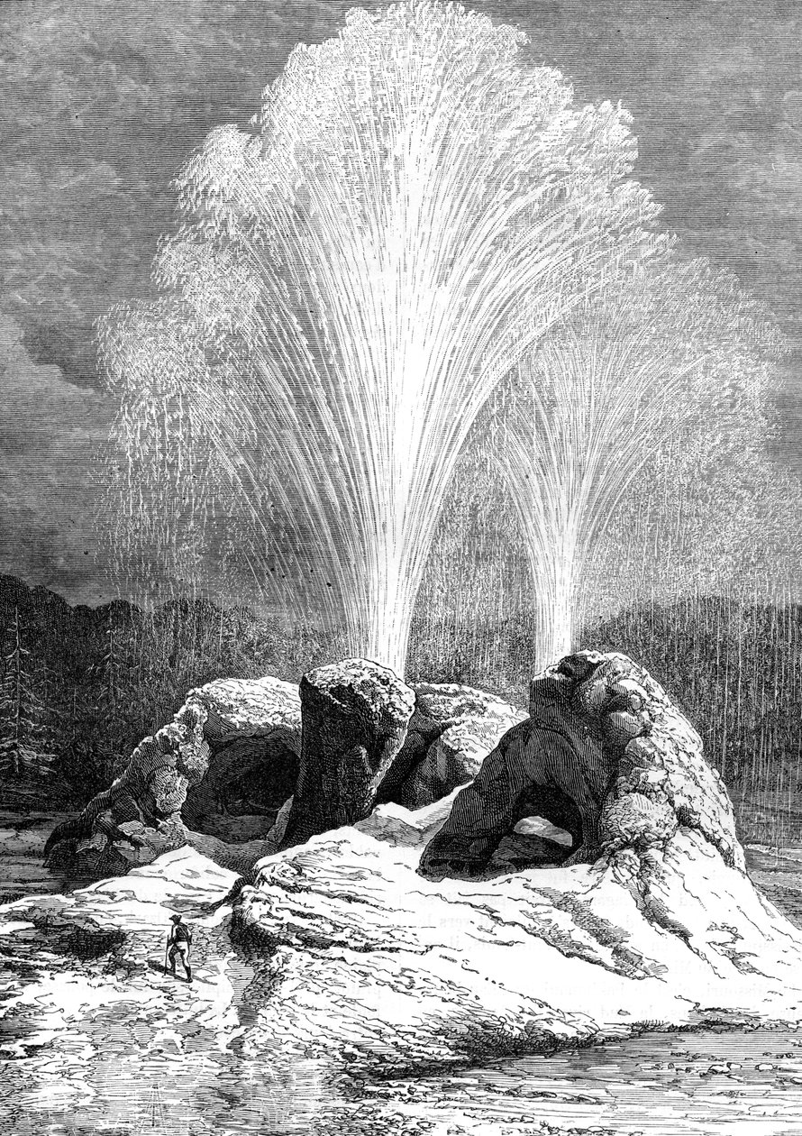 Um gêiser, EUA, século XIX. de Edouard Riou