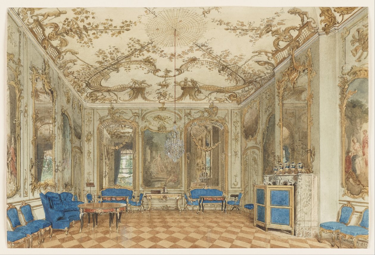 Sala de concertos do Palácio Sanssouci, Potsdam, Alemanha de Eduard Gaertner