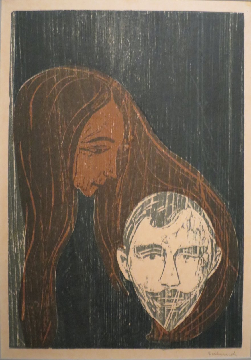 A cabeça do homem no cabelo da mulher de Edvard Munch