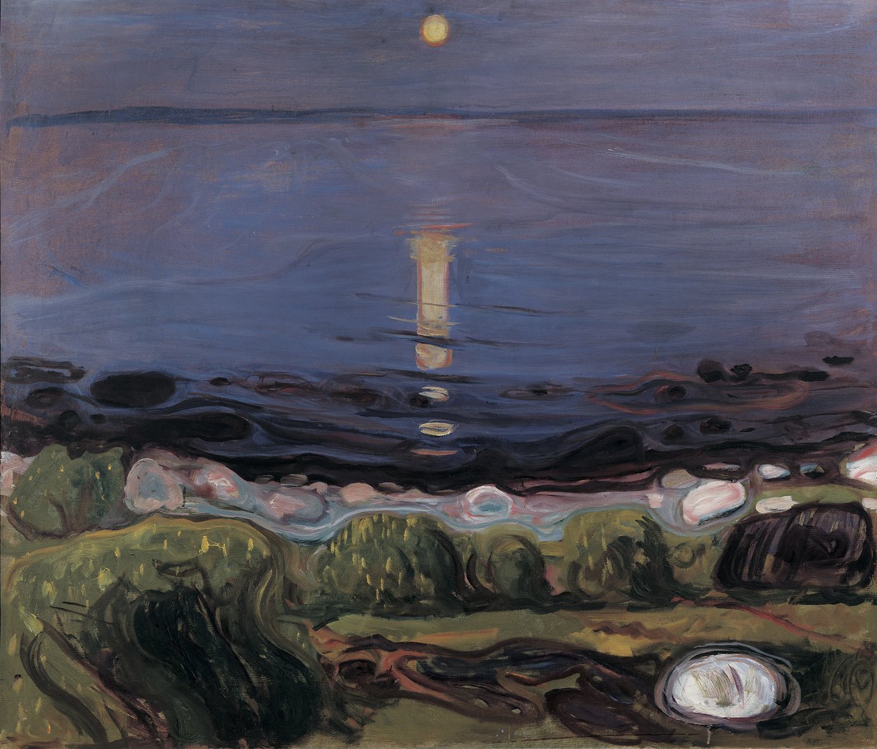 Noite de verão na praia de Edvard Munch