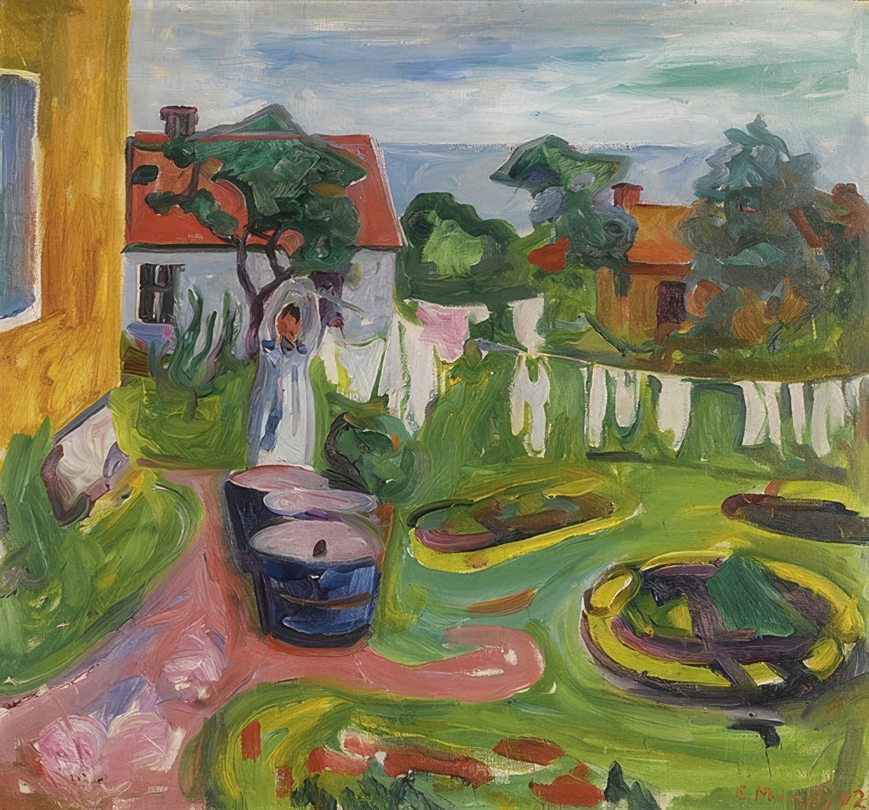 Lavanderia na linha em Asgardstrand. 1902 de Edvard Munch