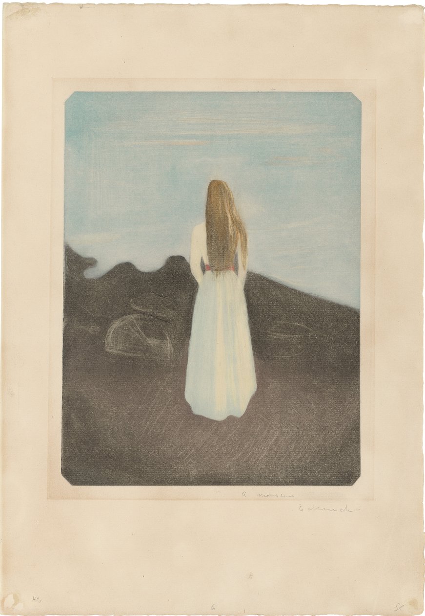 Mulher jovem na praia de Edvard Munch