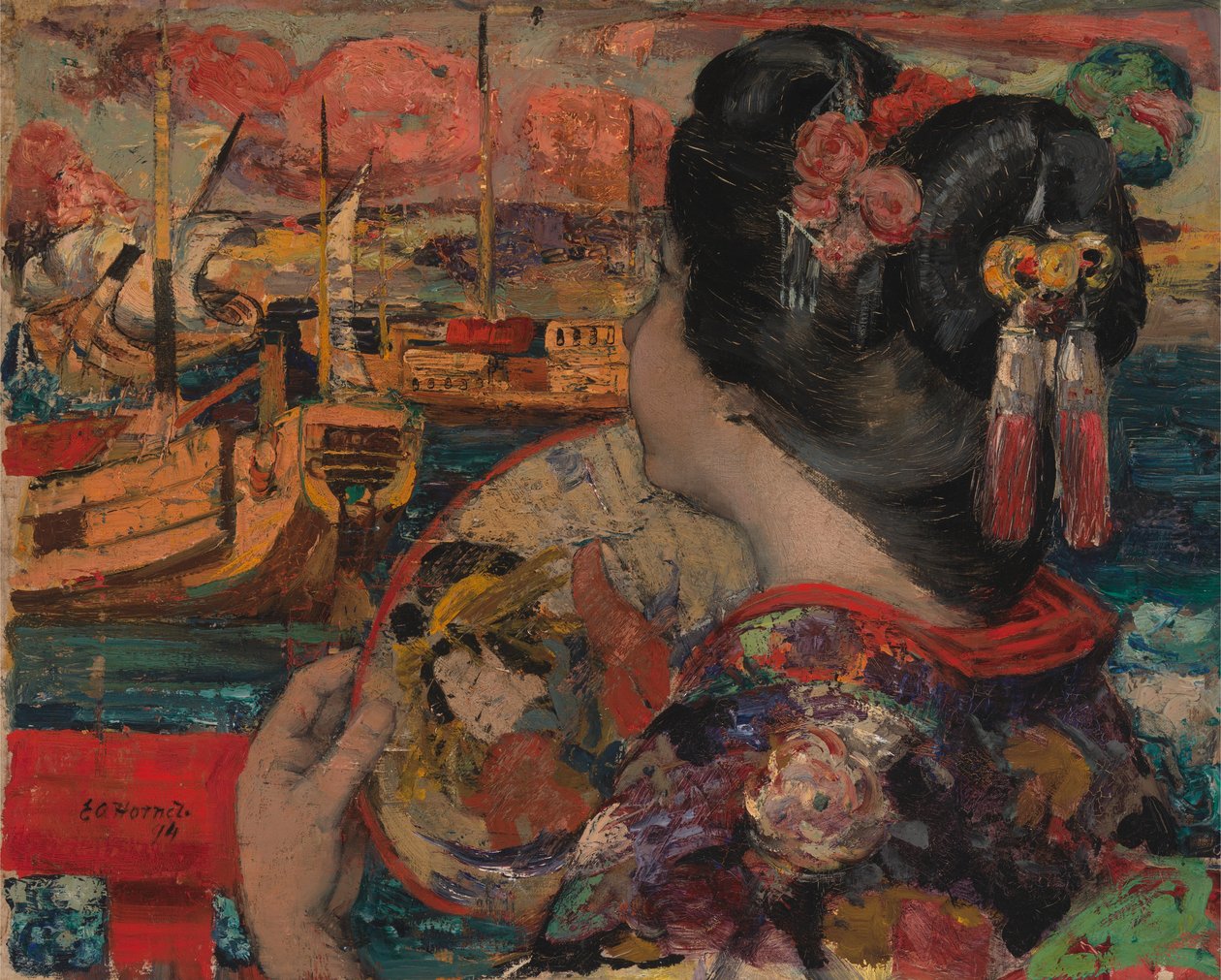A varanda, Yokohama de Edward Atkinson Hornel
