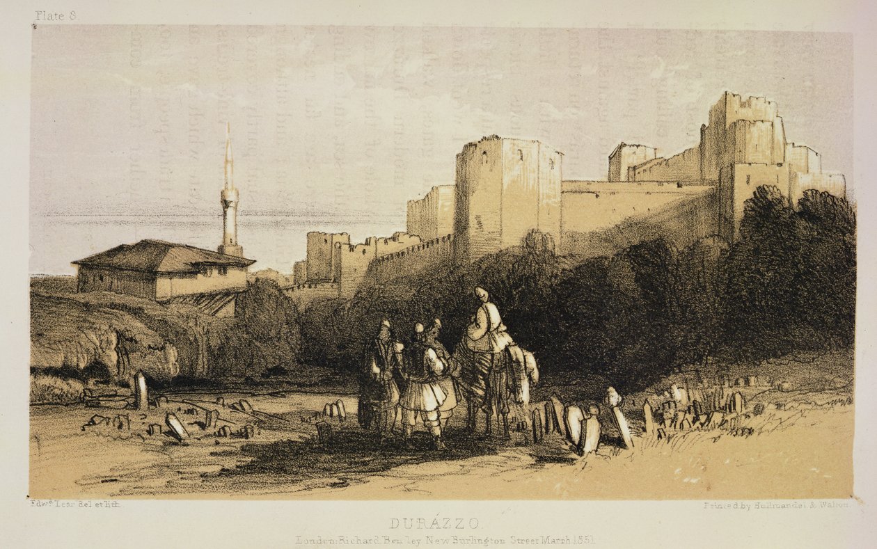 Durazzo, de "Revistas de um pintor de paisagens na Albânia e na Grécia", publicado em 1851 de Edward Lear