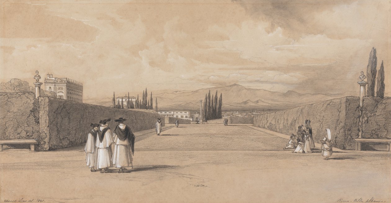 Os jardins da Villa Albani de Edward Lear