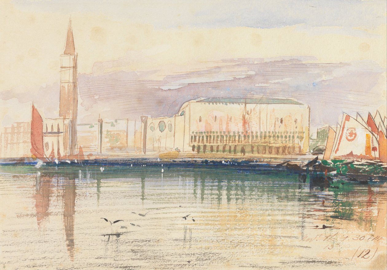 Veneza, o Palácio dos Doges de Edward Lear