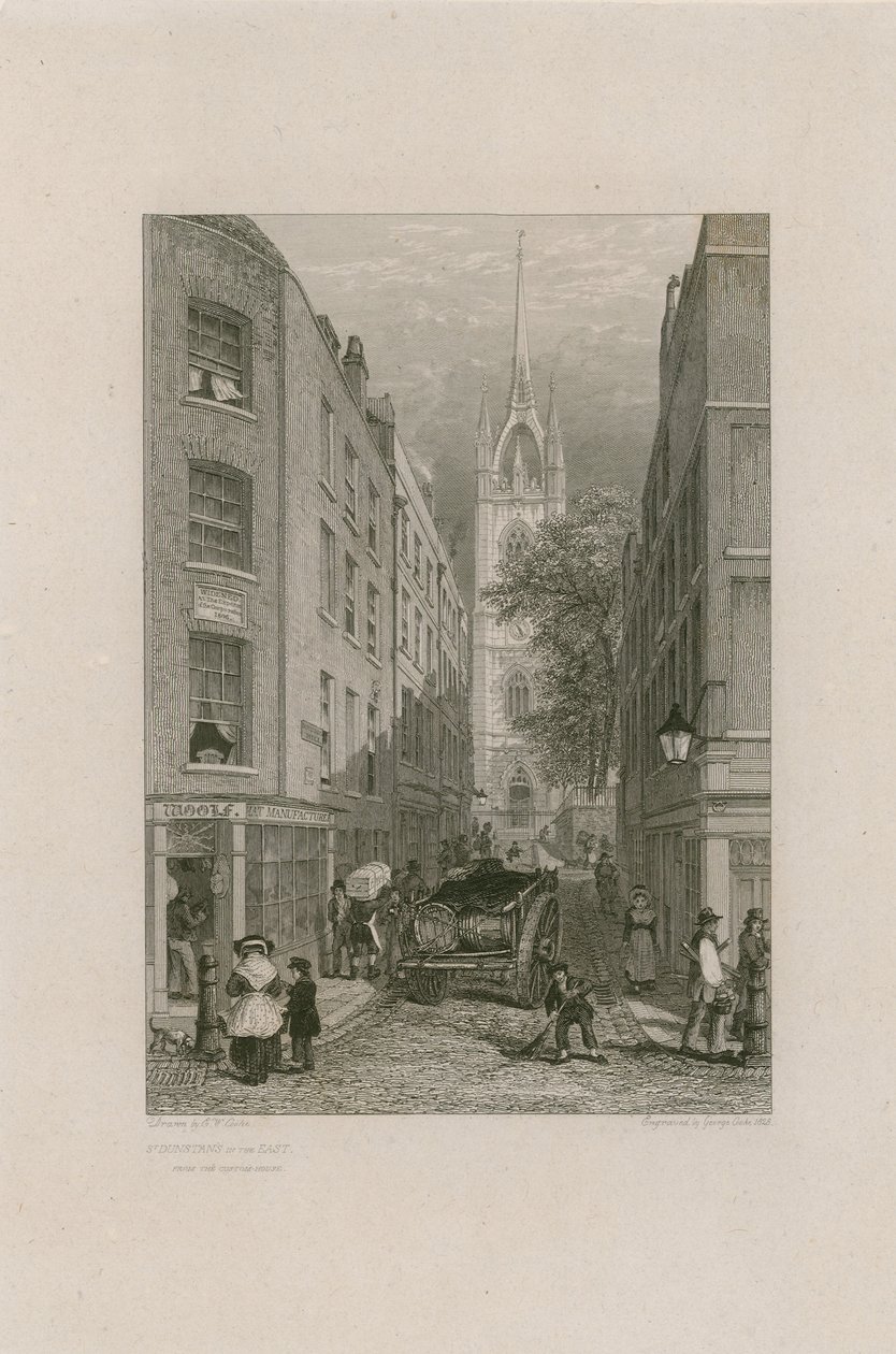 St Dunstan está no leste, Londres de Edward William Cooke