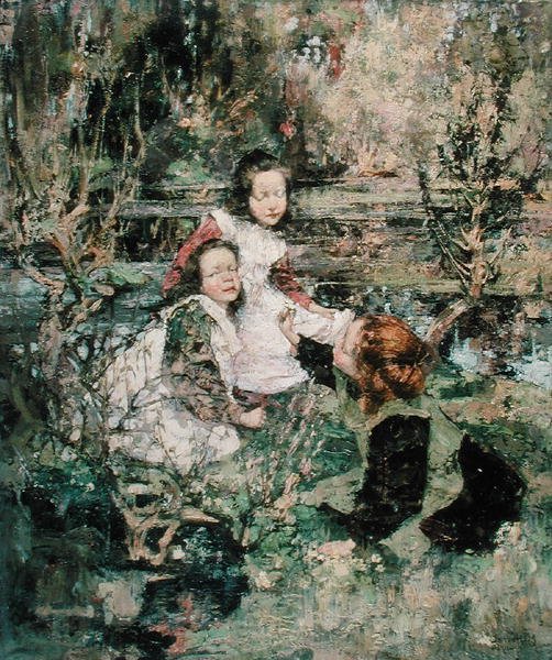 Reunindo Primroses de Edward Atkinson Hornel