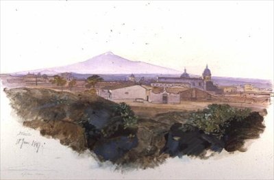 Catania: 1847 (caneta, tinta e guache) de Edward Lear