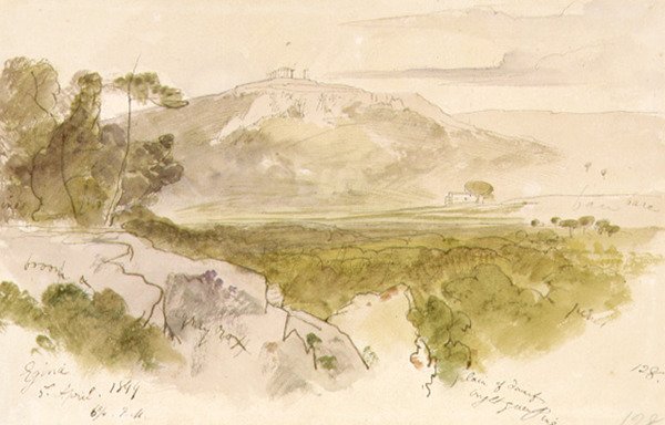 O Templo de Aphaea em Aegina de Edward Lear