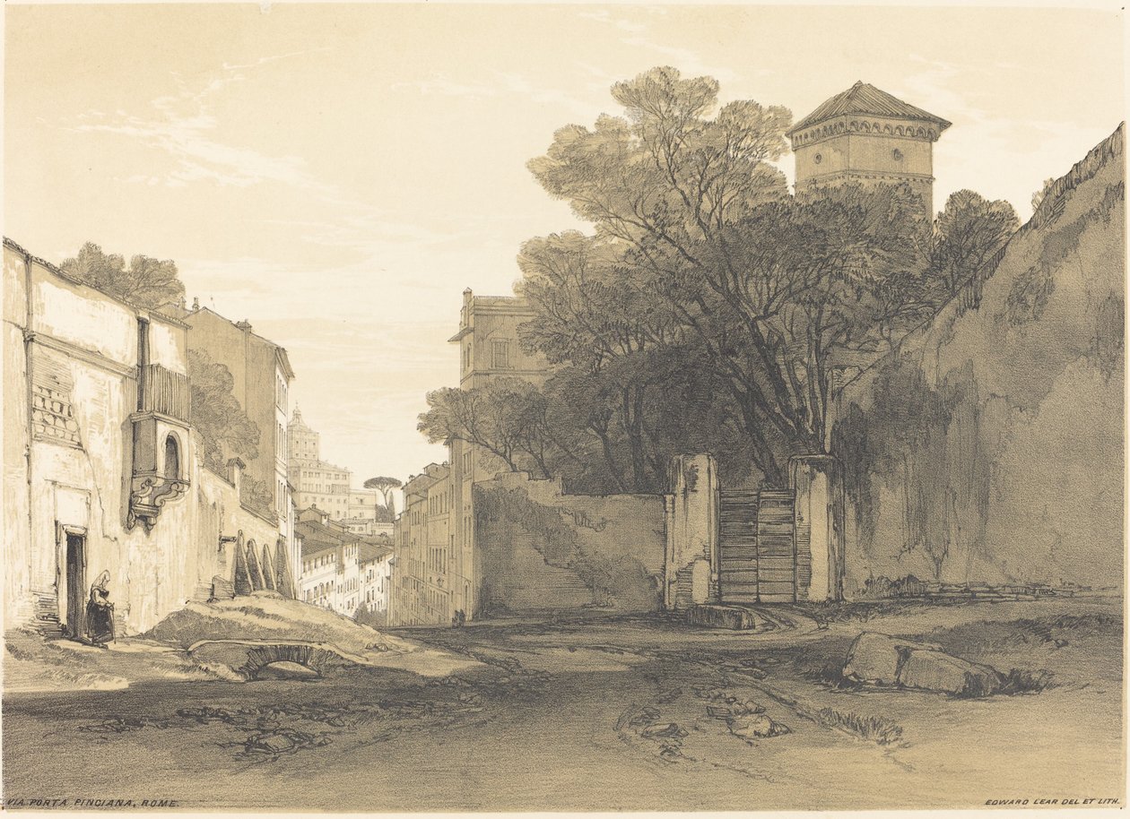 Via Porta Pinciana, Roma. de Edward Lear