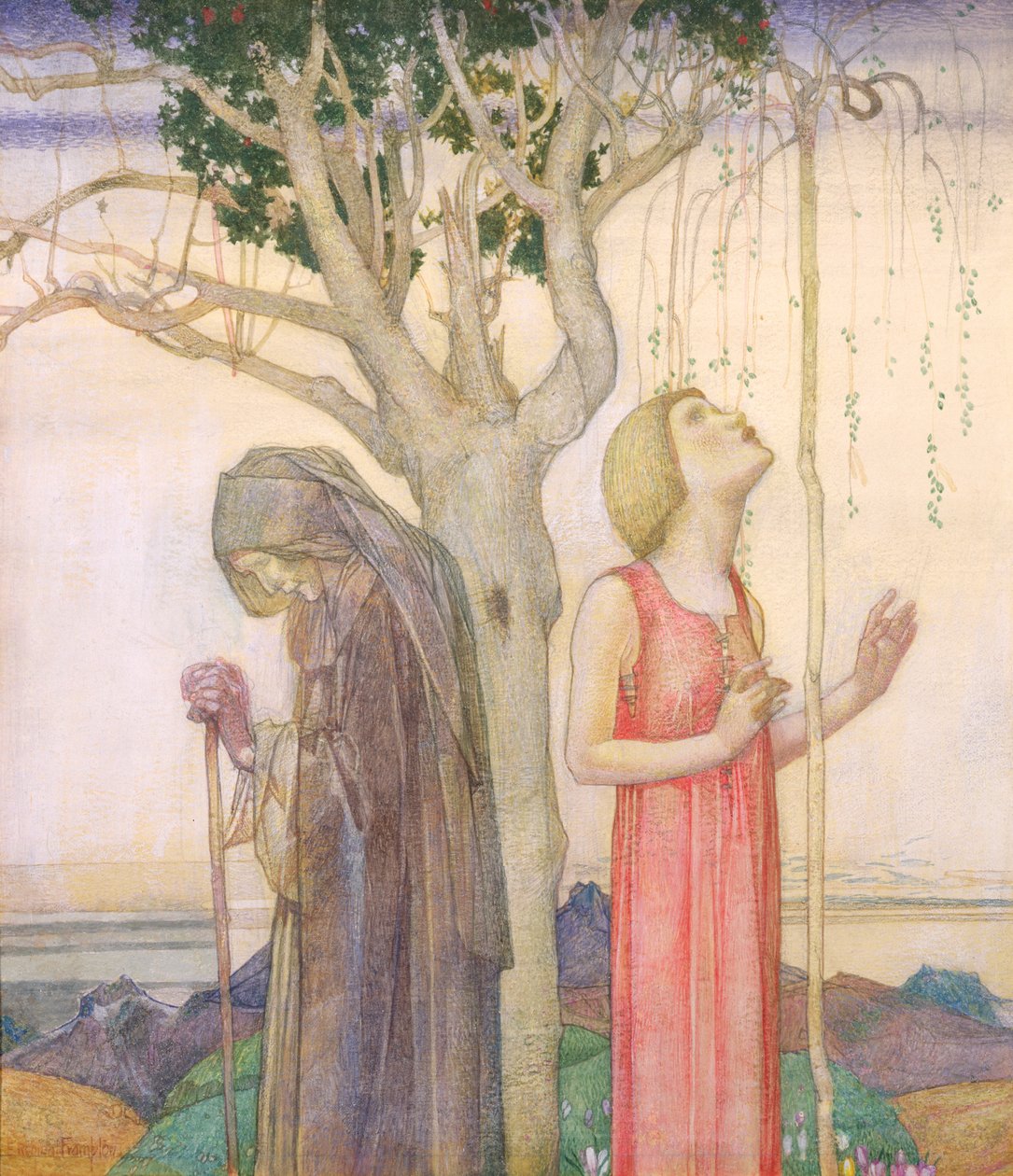 Juventude e Idade, 1923 (ovo tempera) de Edward Reginald Frampton