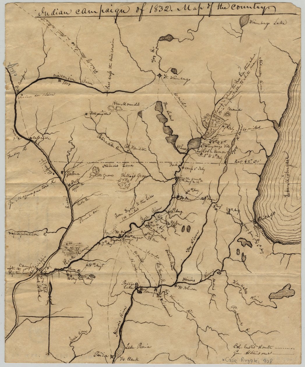 Campanha indiana de 1832: Mapa do país, 1832 de Edwin Rose