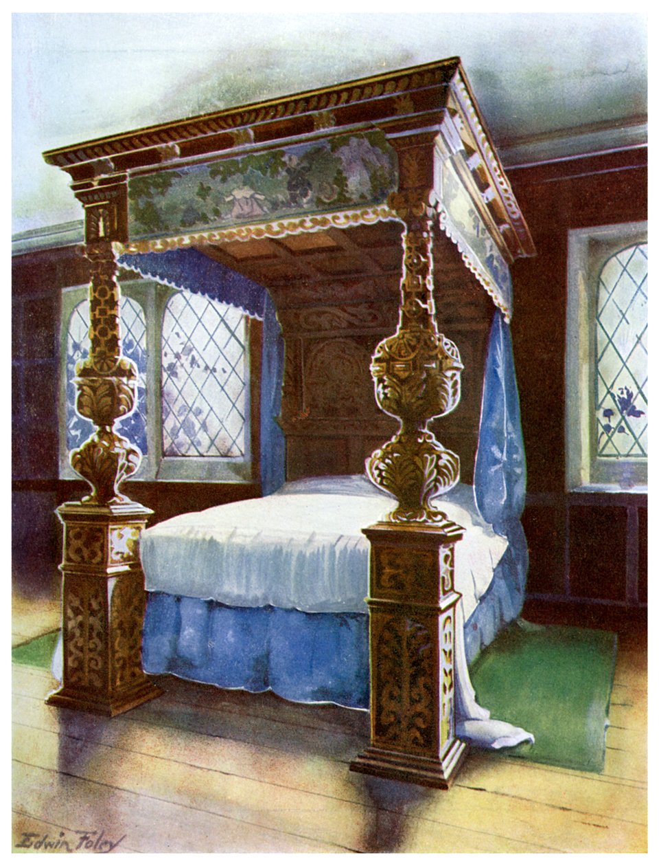 A cama de Littlecote, 1910. de Edwin Foley