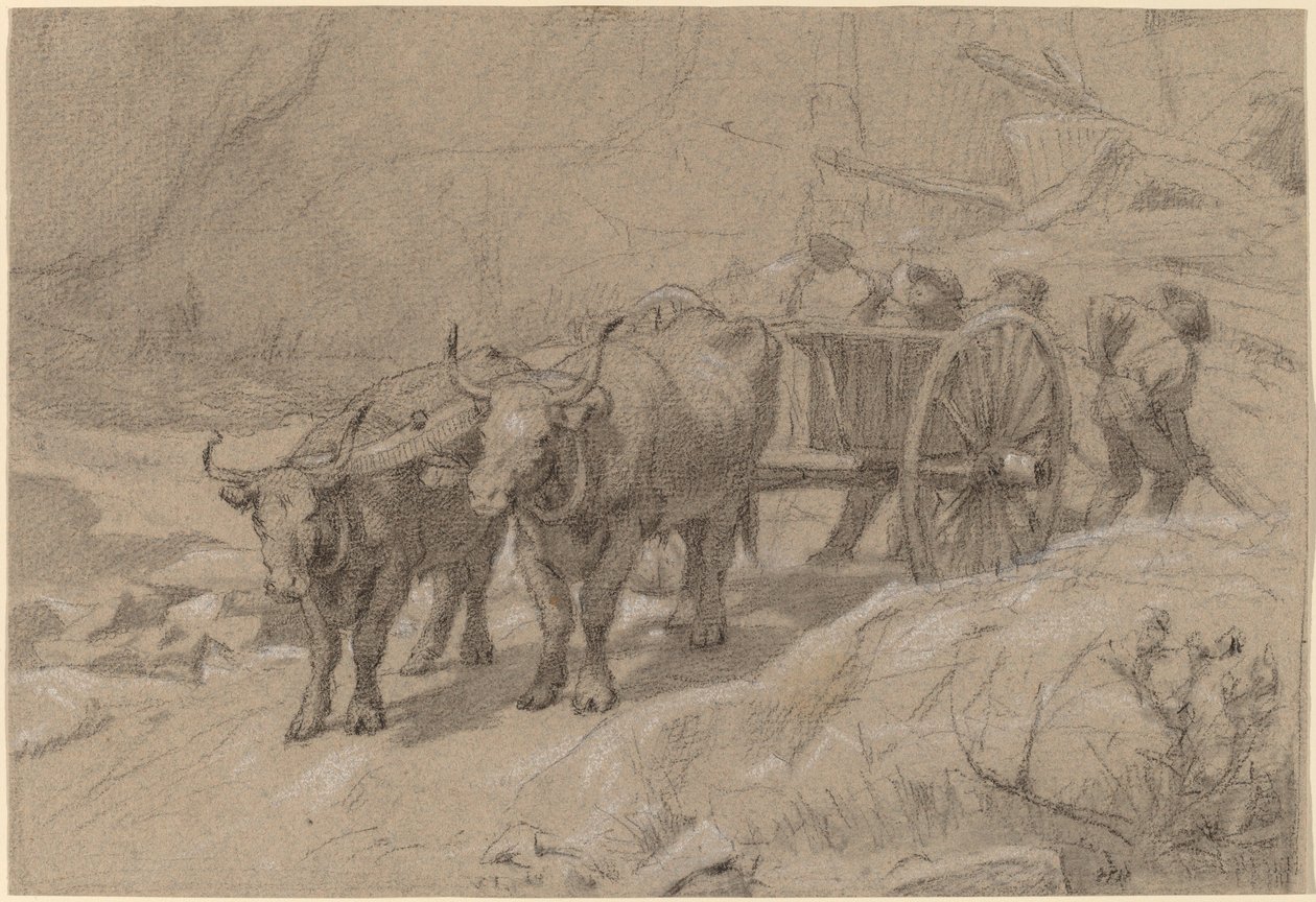 Carro de bois e lixeira de Edwin Forbes