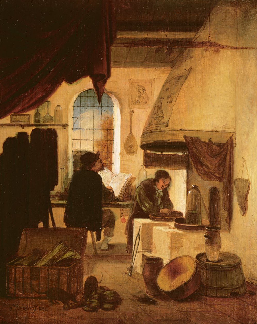 O Alquimista (painel) de Egbert van der Poel
