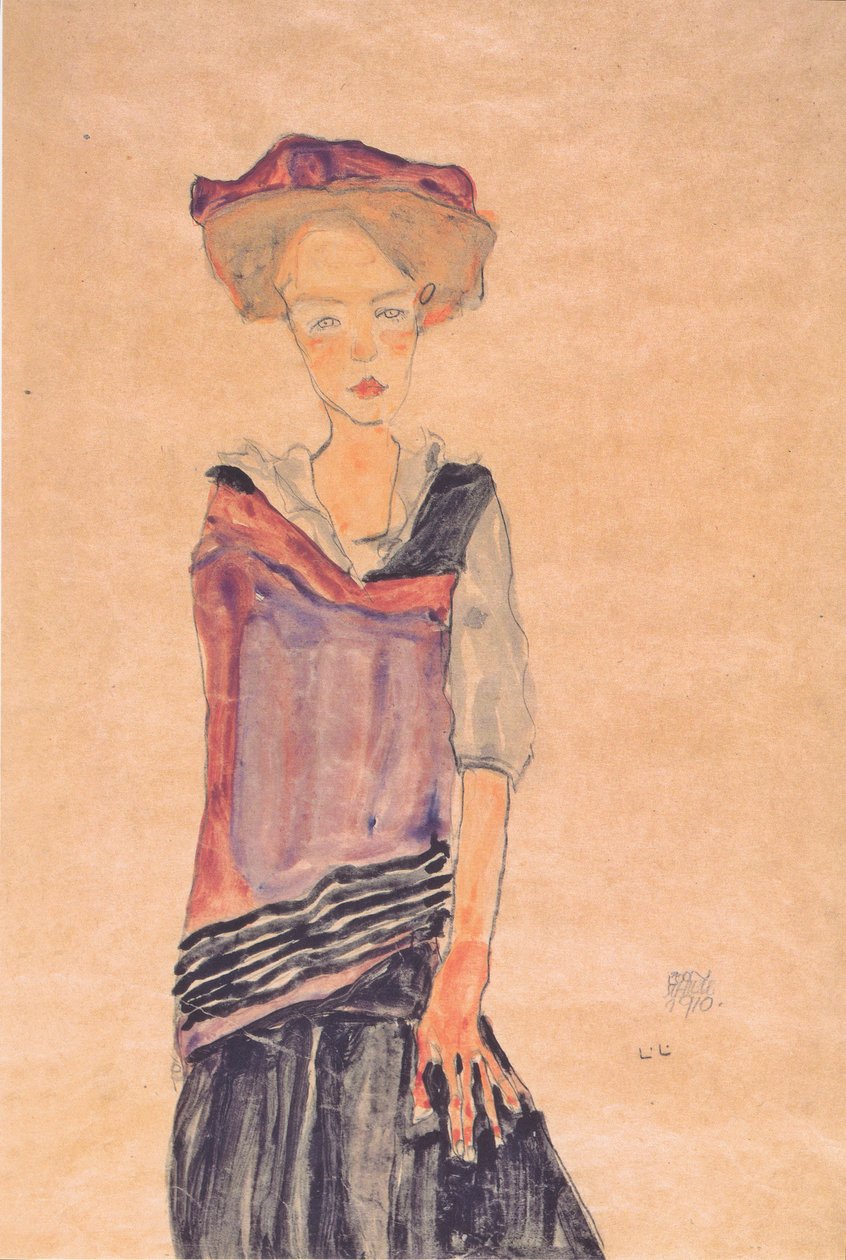 Madchen em pé de Egon Schiele
