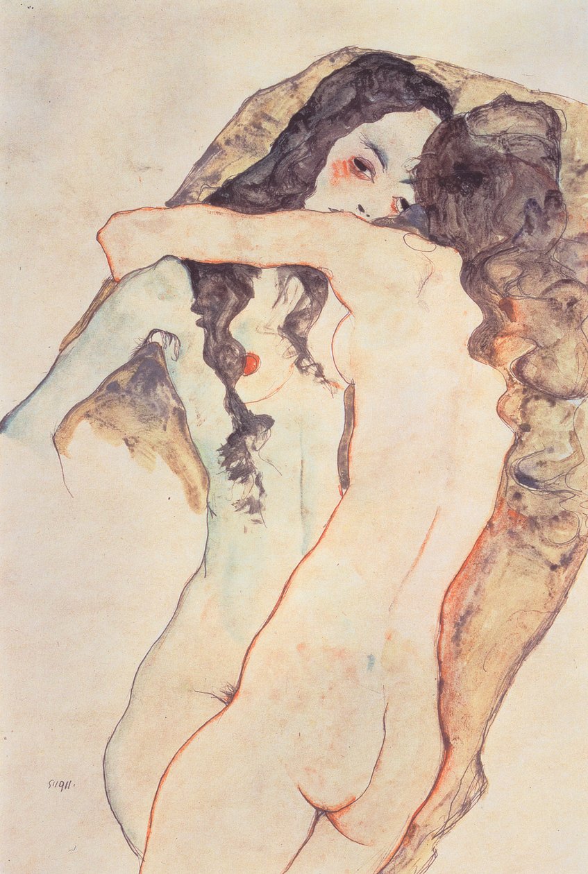 Duas mulheres abraços de Egon Schiele