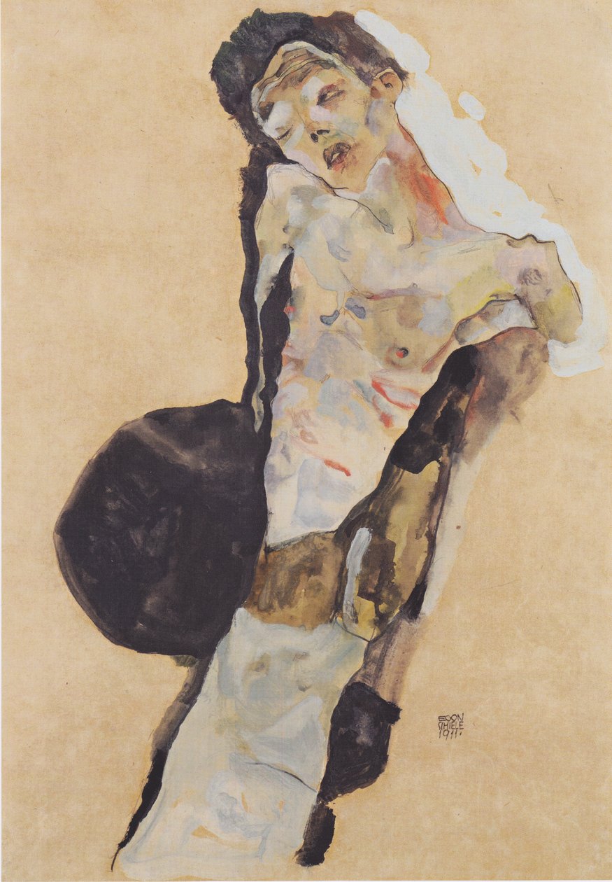 Halbakt (auto-apresentação) de Egon Schiele