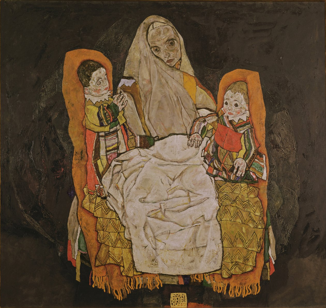 Mãe com dois filhos, 1915-17 de Egon Schiele