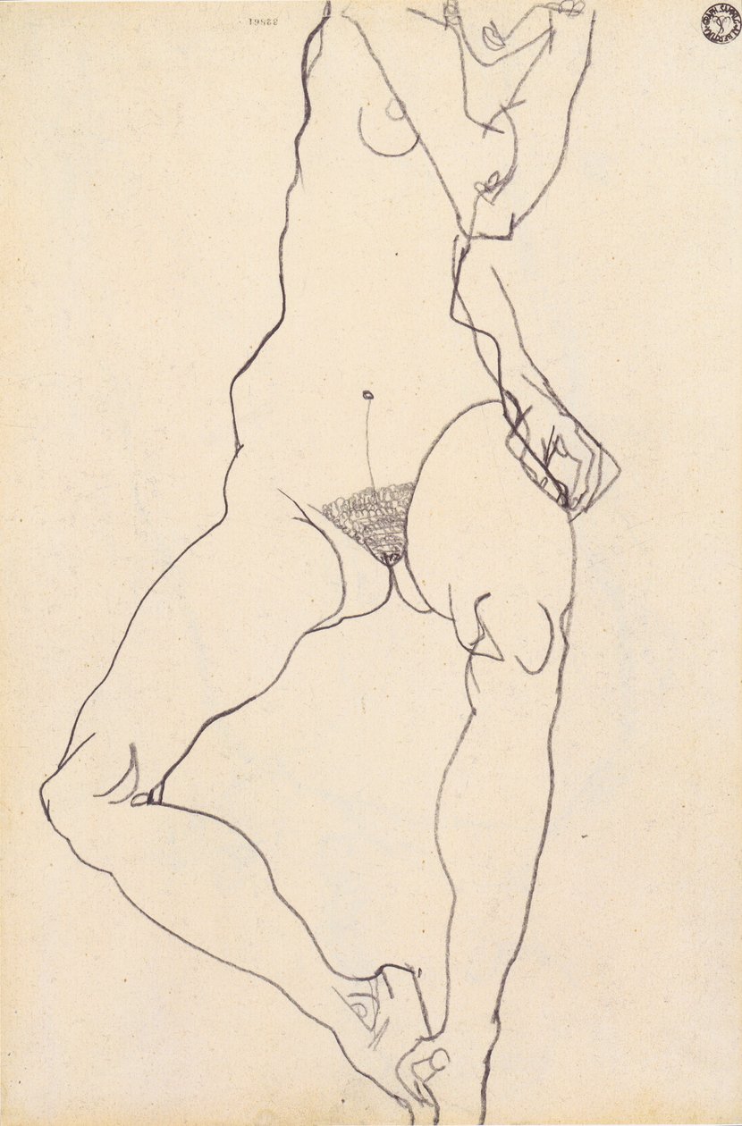Sentar-se nu feminino de Egon Schiele