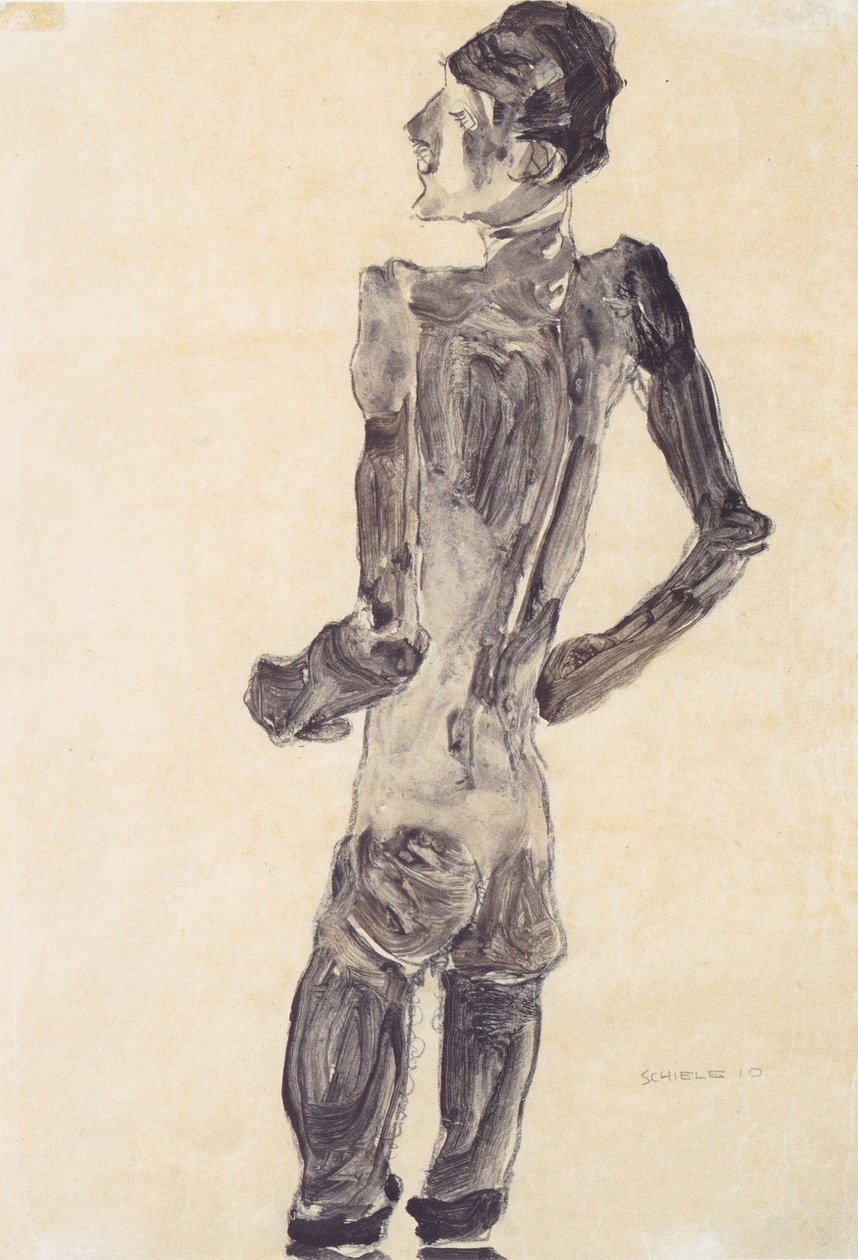 Ato de costas masculino de Egon Schiele