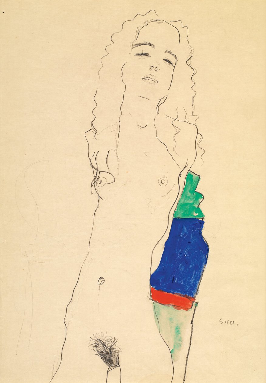 Nu feminino em pé de Egon Schiele