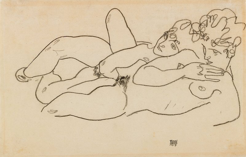 Dois, mentindo, arquivo de Egon Schiele