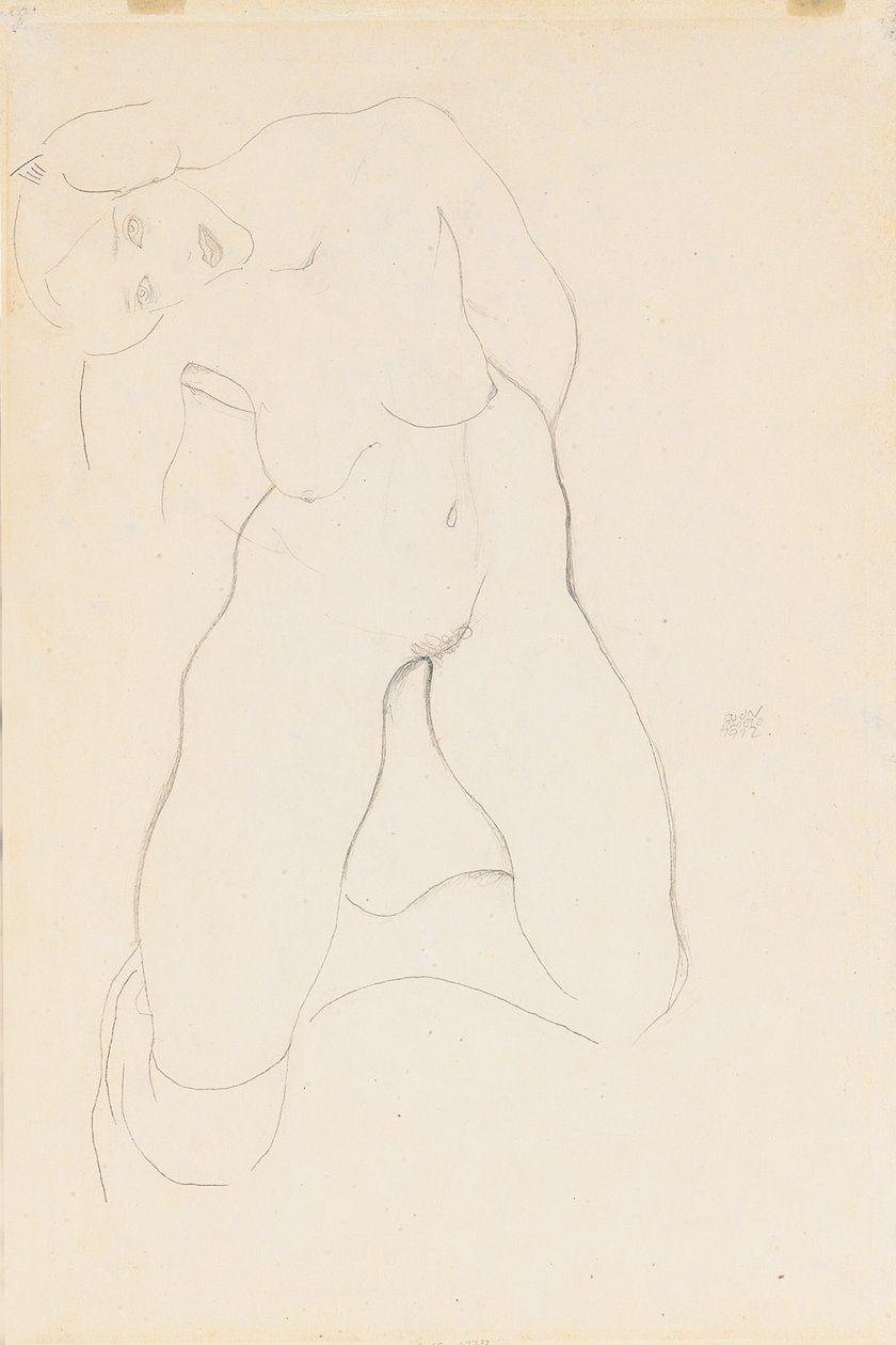 Ajoelhado nu feminino, 1912 de Egon Schiele