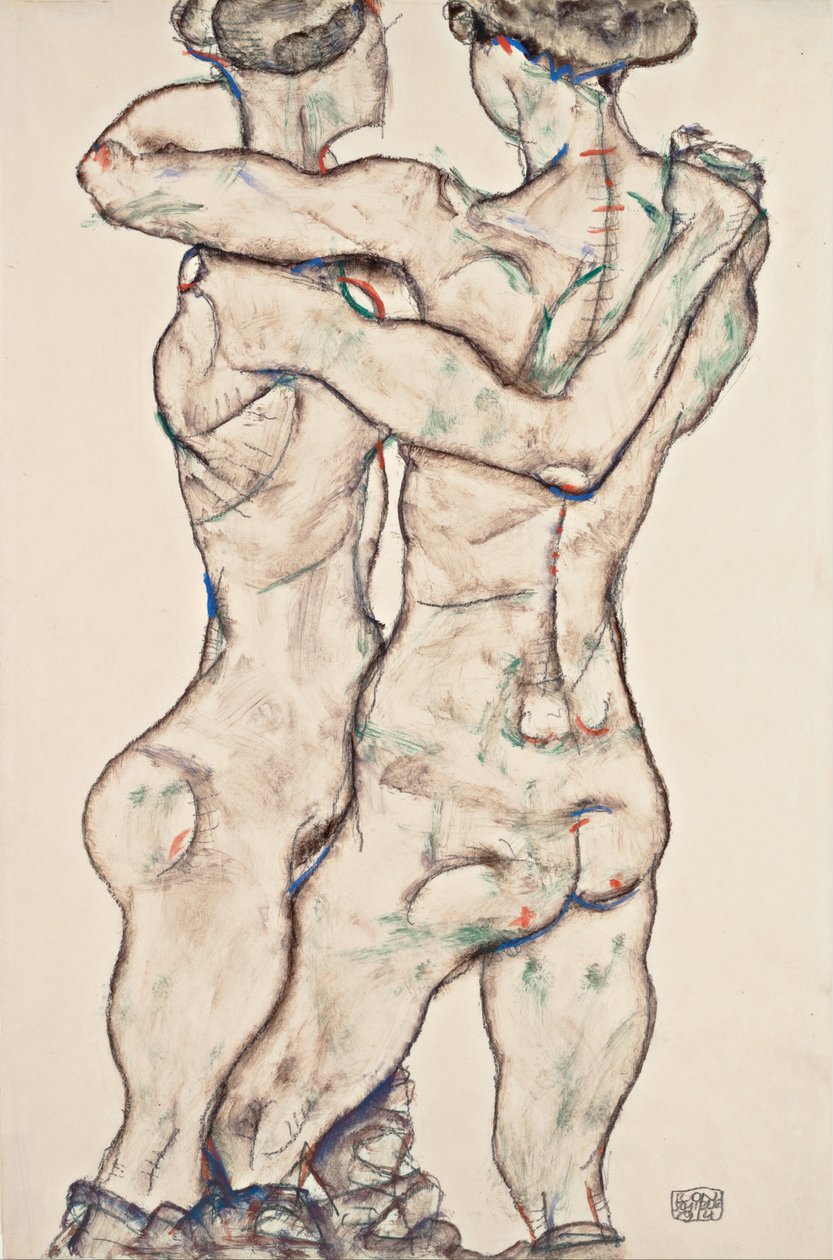 Meninas nuas abraçando, 1914 | Egon Schiele