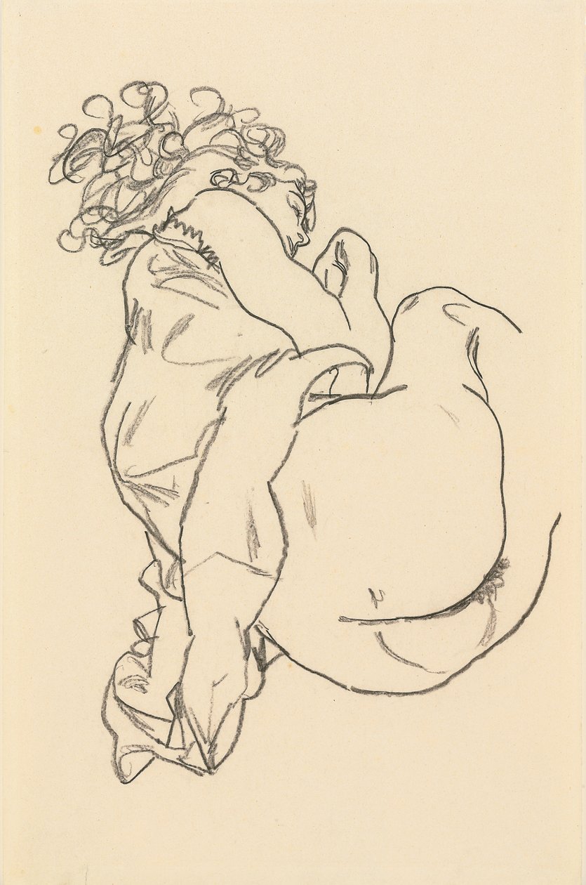 Nude deitado; Reclinado, 1917 de Egon Schiele