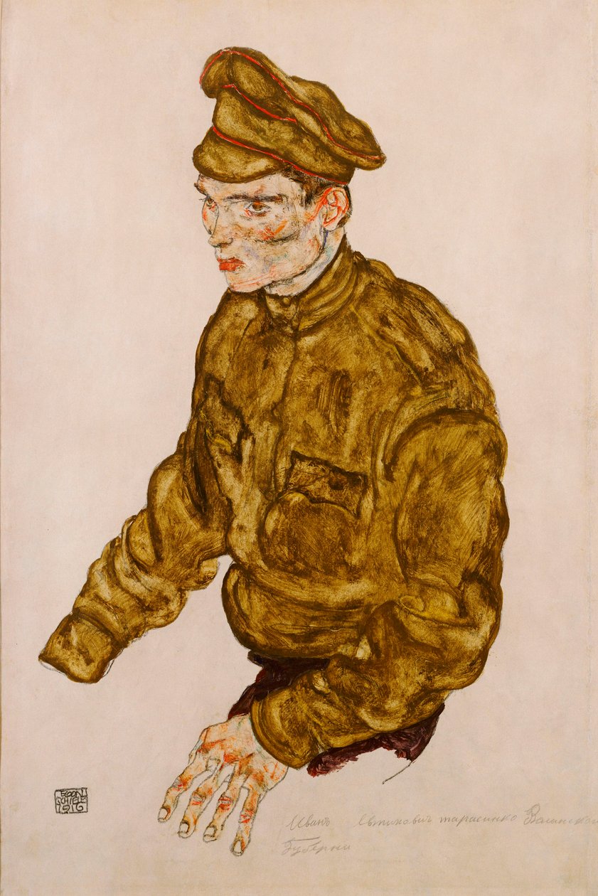 Prisioneiro de guerra russo, 1916 de Egon Schiele