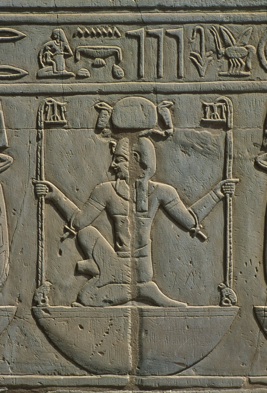 Detalhe, de, um, alívio, pedra de Egyptian